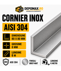 Cornier inox AISI 304, 80 x 80 x 6 mm, 6 metri